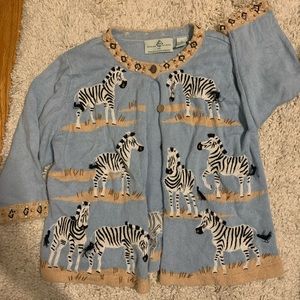 Vintage Design Options by Phillip sweater with zebras and beading